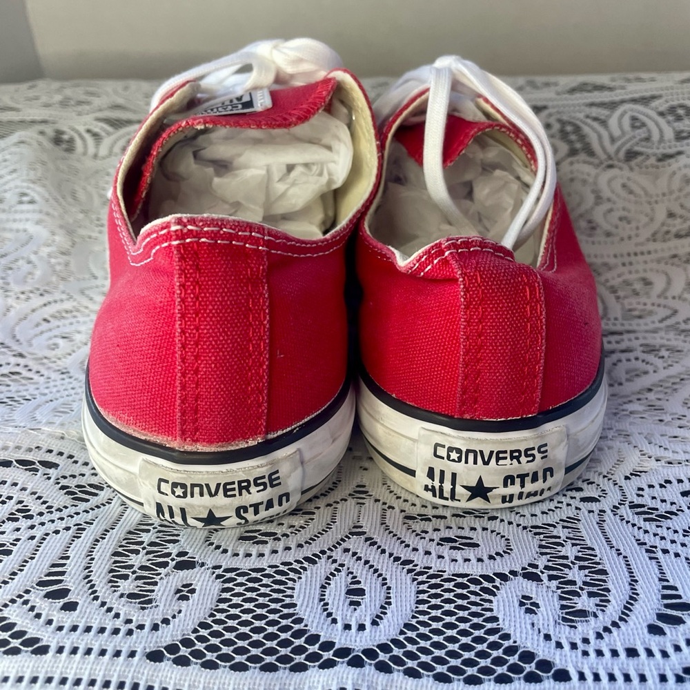 SALE Converse Red and White Low-Top Sneakers - Picture 5 of 6